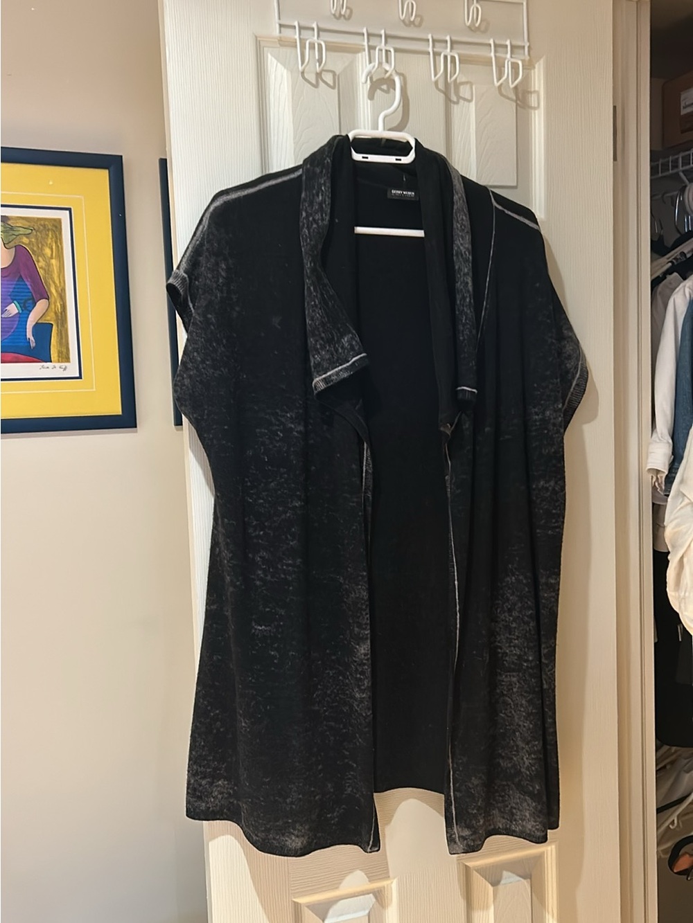 Gerry Weber Black Washed Open-Front Draped Vest